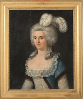 Portrait de la marquise de Roquefeuil en 1778 -Vendu à Drouot en mai 2025 Lot 11 - Huile sur toile encadrée. H.71 L.56.