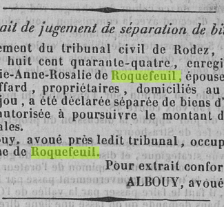 6 juillet 1844 -Journal de l'Aveyron