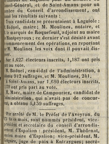 25 juillet 1857- Bulletin d'Espalion
