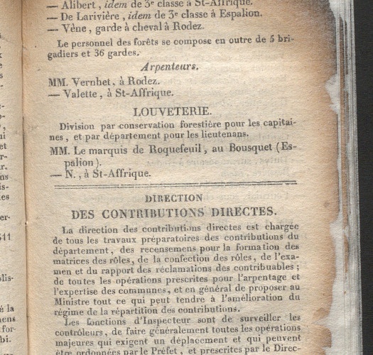 1836 - Annuaire de l'Aveyron